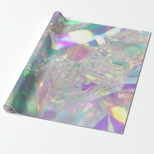 Iridescent Angel Tinsel Wrapping Paper Cadeaupapier (Uitgerold)