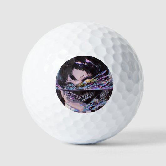 Iridescent Anime Horror: Liquid Smile Monster Golfballen (Voorkant)