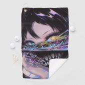 Iridescent Anime Horror: Liquid Smile Monster Golfhanddoek (Insitu)