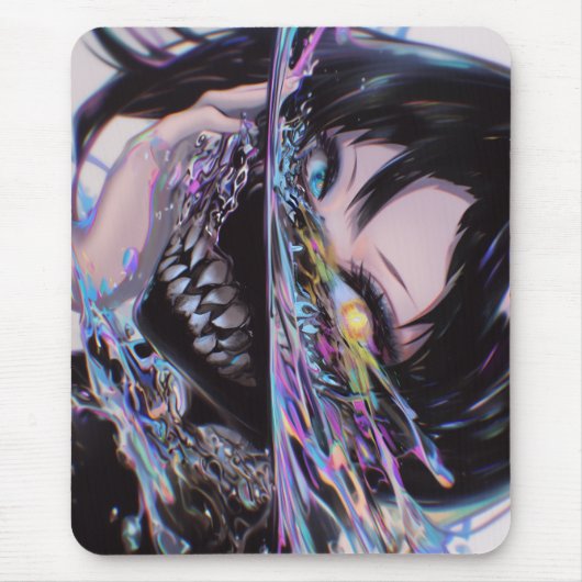Iridescent Anime Horror: Liquid Smile Monster Muismat (Voorkant)