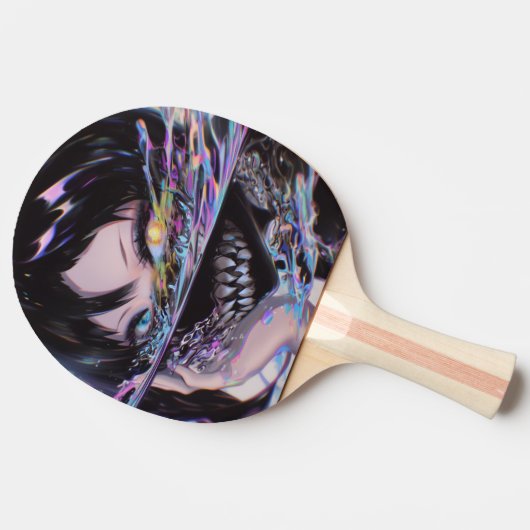 Iridescent Anime Horror: Liquid Smile Monster Tafeltennisbatje (Zijkant)