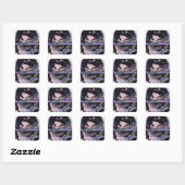 Iridescent Anime Horror: Liquid Smile Monster Vierkante Sticker (Vel)
