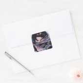 Iridescent Anime Horror: Liquid Smile Monster Vierkante Sticker (Envelop)