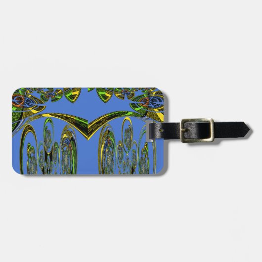 Iridescent Art Print met Gouden Abstract Design Bagagelabel (Voorkant horizontaal)