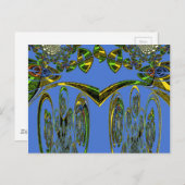 Iridescent Art Print met Gouden Abstract Design Briefkaart (Voorkant / Achterkant)