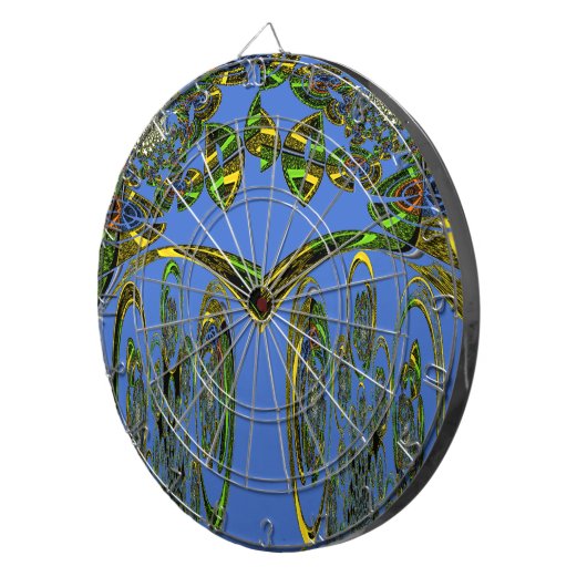 Iridescent Art Print met Gouden Abstract Design Dartbord (Voorkant Rechts)