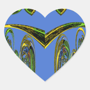 Iridescent Art Print met Gouden Abstract Design Hart Sticker