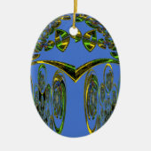 Iridescent Art Print met Gouden Abstract Design Keramisch Ornament (Voorkant)