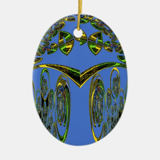 Iridescent Art Print met Gouden Abstract Design Keramisch Ornament (Voorkant)