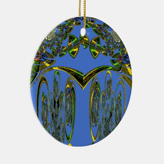 Iridescent Art Print met Gouden Abstract Design Keramisch Ornament (Rechts)