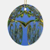 Iridescent Art Print met Gouden Abstract Design Keramisch Ornament (Links)