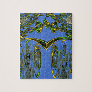 Iridescent Art Print met Gouden Abstract Design Legpuzzel