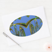 Iridescent Art Print met Gouden Abstract Design Ovale Sticker (Envelop)