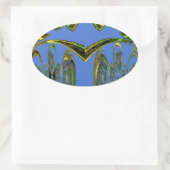 Iridescent Art Print met Gouden Abstract Design Ovale Sticker (Tas)