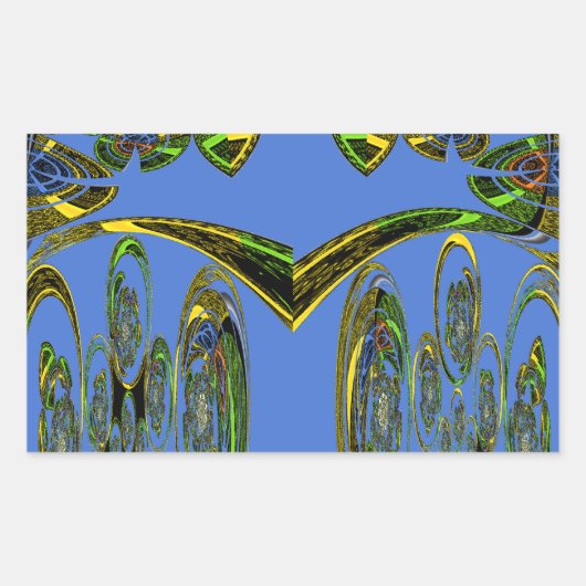 Iridescent Art Print met Gouden Abstract Design Rechthoekige Sticker (Voorkant)