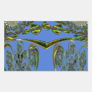 Iridescent Art Print met Gouden Abstract Design Rechthoekige Sticker