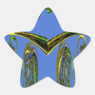 Iridescent Art Print met Gouden Abstract Design Ster Sticker