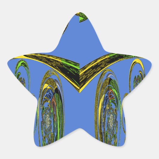 Iridescent Art Print met Gouden Abstract Design Ster Sticker (Voorkant)