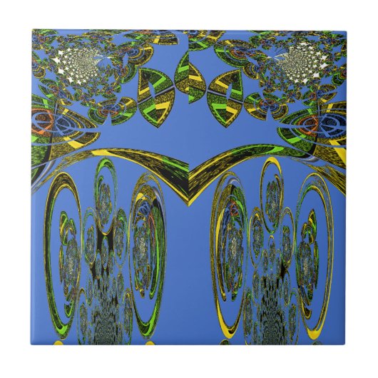 Iridescent Art Print met Gouden Abstract Design Tegeltje (Voorkant)