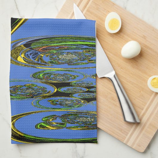 Iridescent Art Print met Gouden Abstract Design Theedoek (Quarter Fold)