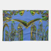 Iridescent Art Print met Gouden Abstract Design Theedoek (Horizontaal)