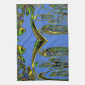 Iridescent Art Print met Gouden Abstract Design Theedoek (Verticaal)