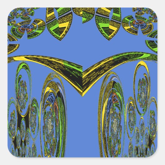 Iridescent Art Print met Gouden Abstract Design Vierkante Sticker (Voorkant)
