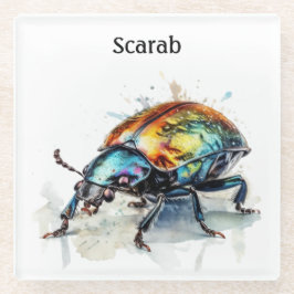 Iridescent Beetle in Waterverf, op maat Glazen Onderzetter