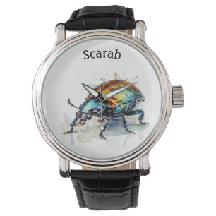 Iridescent Beetle in Waterverf, op maat Horloge
