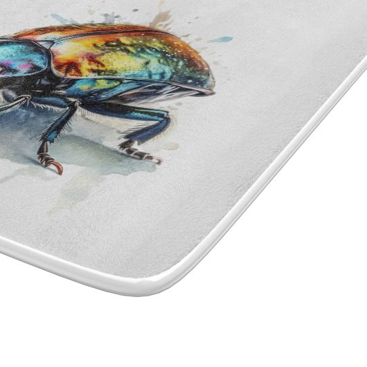 Iridescent Beetle in Waterverf, op maat Snijplank (Hoek)