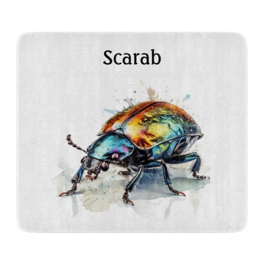 Iridescent Beetle in Waterverf, op maat Snijplank (Voorkant)
