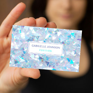Iridescent Blau Confetti Glitter Modern    Visitekaartje