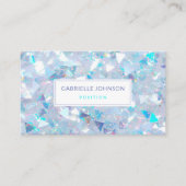 Iridescent Blau Confetti Glitter Modern Visitekaartje (Voorkant)