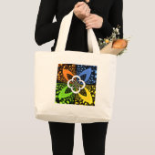 Iridescent blauw groen geel hart grote tote bag (Voorkant (product))