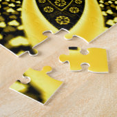 Iridescent blauw groen geel hart legpuzzel (Zijkant)