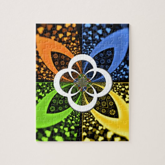 Iridescent blauw groen geel hart legpuzzel (Verticaal)