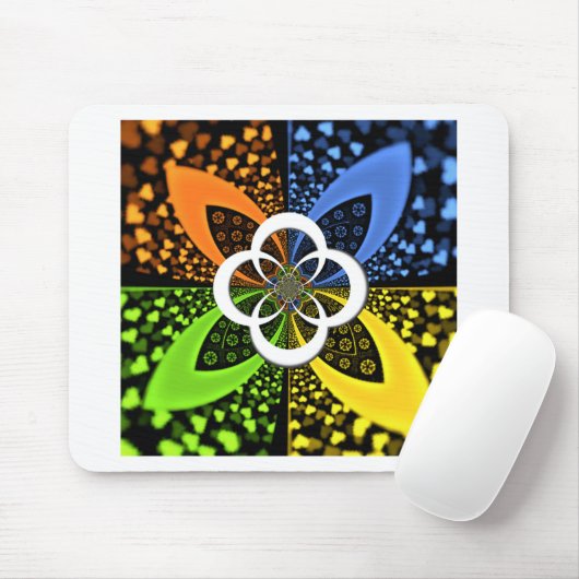 Iridescent blauw groen geel hart muismat (Met muis)