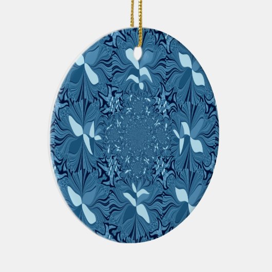 Iridescent blauw. keramisch ornament (Rechts)