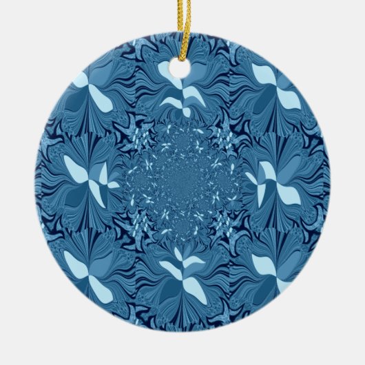 Iridescent blauw. keramisch ornament (Voorkant)