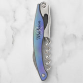 Iridescent  Blauw Kleurrijk Monogram Kurkentrekker (Achterkant)