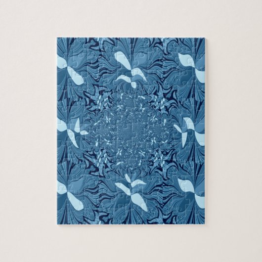 Iridescent blauw. legpuzzel (Verticaal)