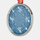 Iridescent blauw. metalen ornament (Links)