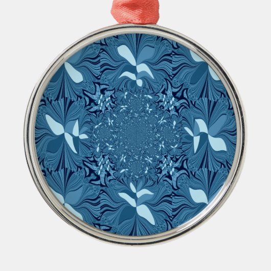 Iridescent blauw. metalen ornament (Voorkant)
