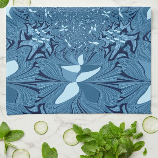 Iridescent blauw. theedoek (Gevouwen)