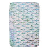 Iridescent blauwgroen Glitter Mermaid Fish Scales Badmat (Voorkant Verticaal)