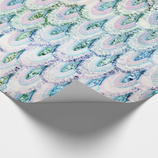 Iridescent blauwgroen Glitter Mermaid Fish Scales Cadeaupapier (Hoek)