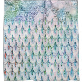 Iridescent blauwgroen Glitter Mermaid Fish Scales Douchegordijn (Voorkant)