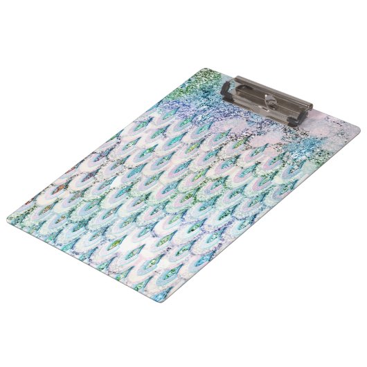 Iridescent blauwgroen Glitter Mermaid Fish Scales Klembord (Gekanteld)