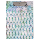 Iridescent blauwgroen Glitter Mermaid Fish Scales Klembord (Voorkant)