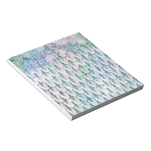 Iridescent blauwgroen Glitter Mermaid Fish Scales Notitieblok (Schuin)